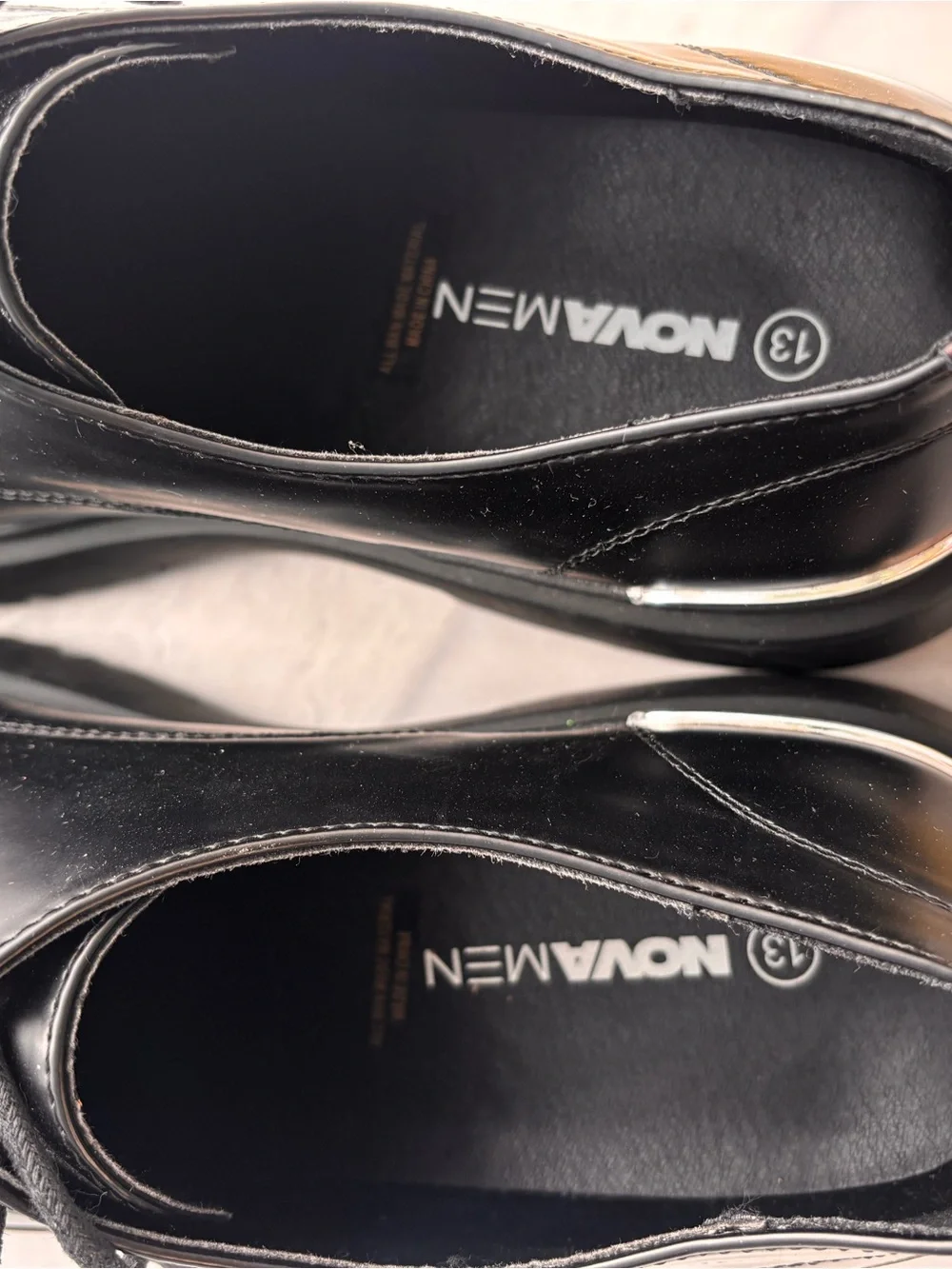 Black NovaMen's Lace-Up Dress Shoes with Silver Toe Trim size 13